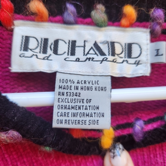 80's Vintage Richard and Company Art Deco Pop Art Style Sweater Women's L - Picture 2 of 4